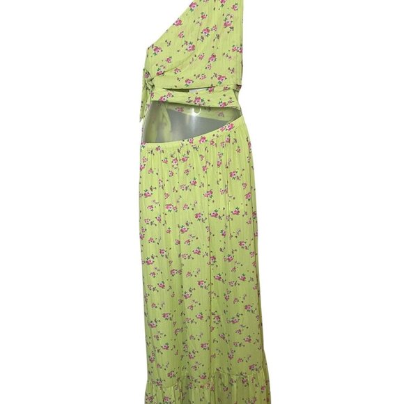 WAYF Lemon Ditsy Darlin One Shoulder Maxi Dress NWT Size M - Picture 4 of 7